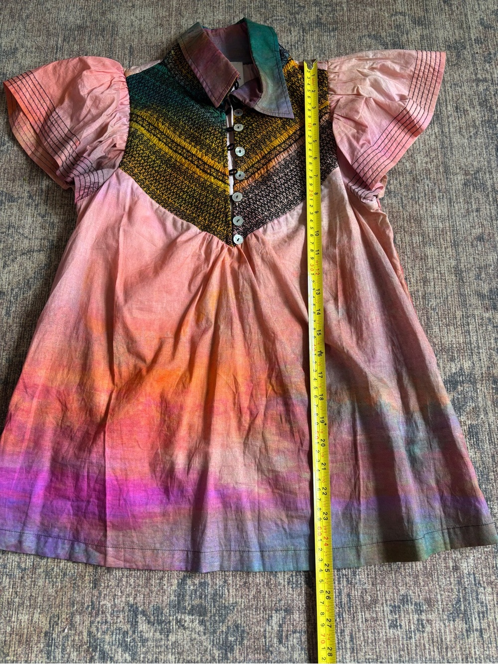 Hope for Flowers by Tracy Reese Pink Multi-Color Flutter Sleeve Cotton Top - Picture 6 of 7